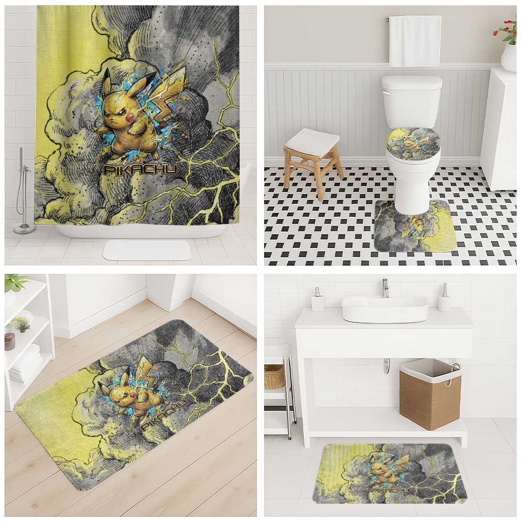 Pikachu Stormbreaker Edition Bathroom Set Pikachu Amid Thunder Clouds