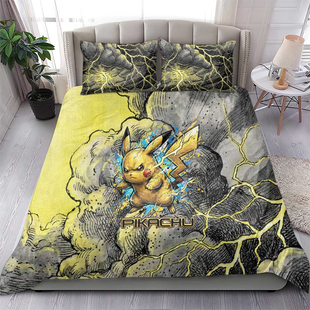 Pikachu Stormbreaker Edition Bedding Set Pikachu Amid Thunder Clouds