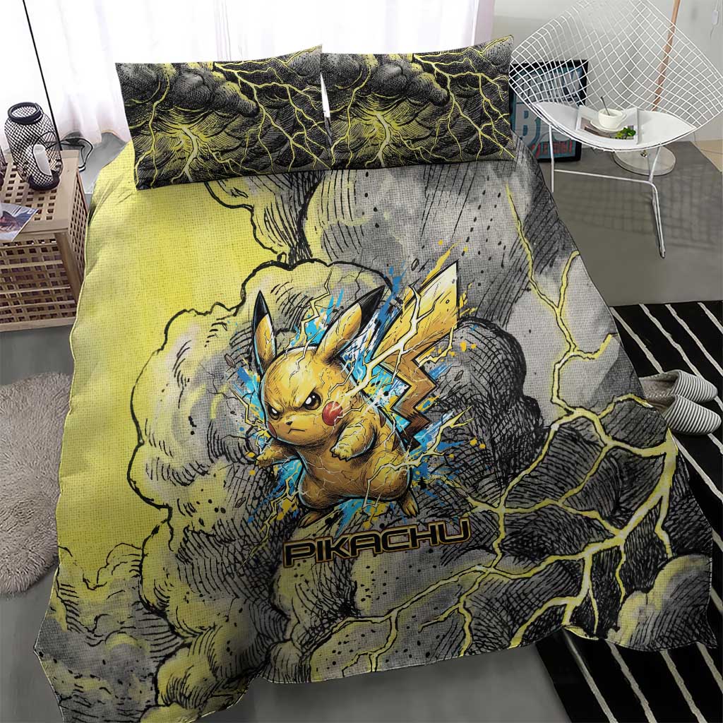 Pikachu Stormbreaker Edition Bedding Set Pikachu Amid Thunder Clouds
