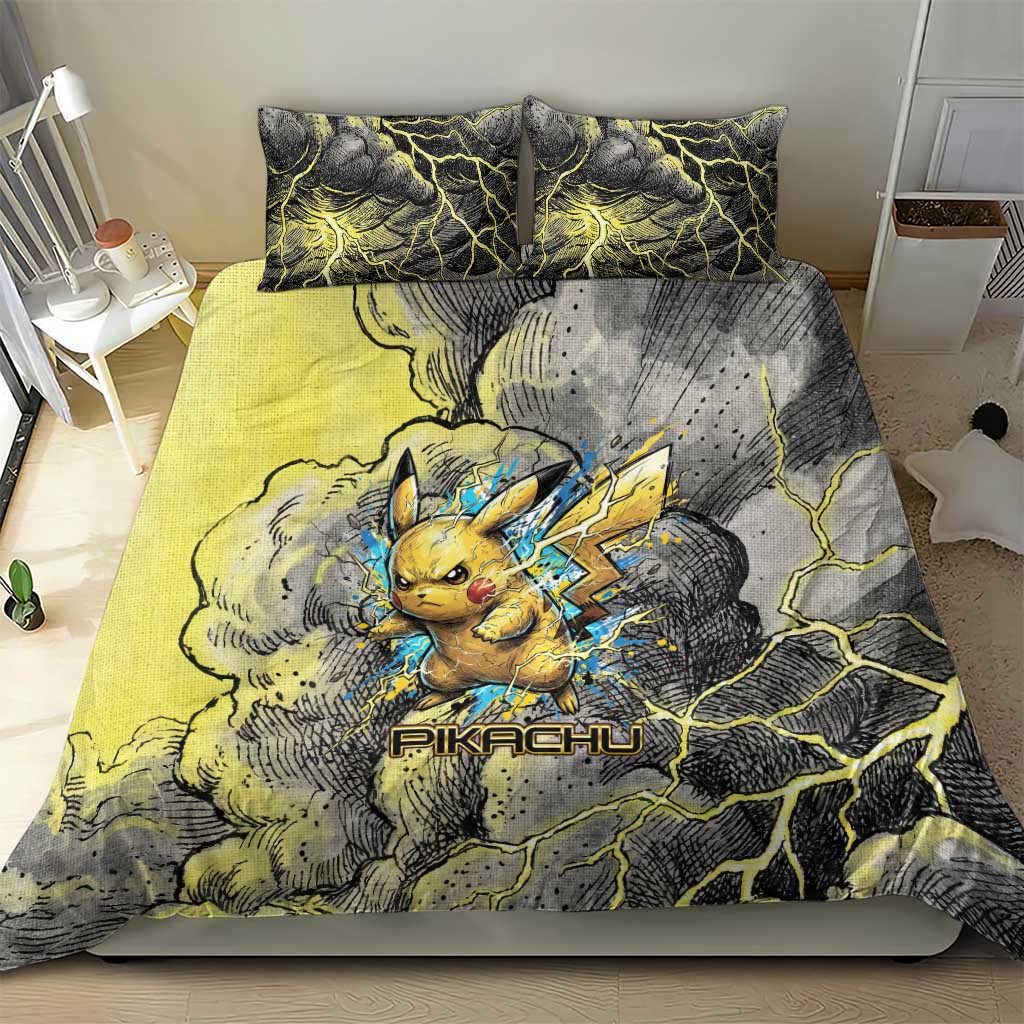 Pikachu Stormbreaker Edition Bedding Set Pikachu Amid Thunder Clouds