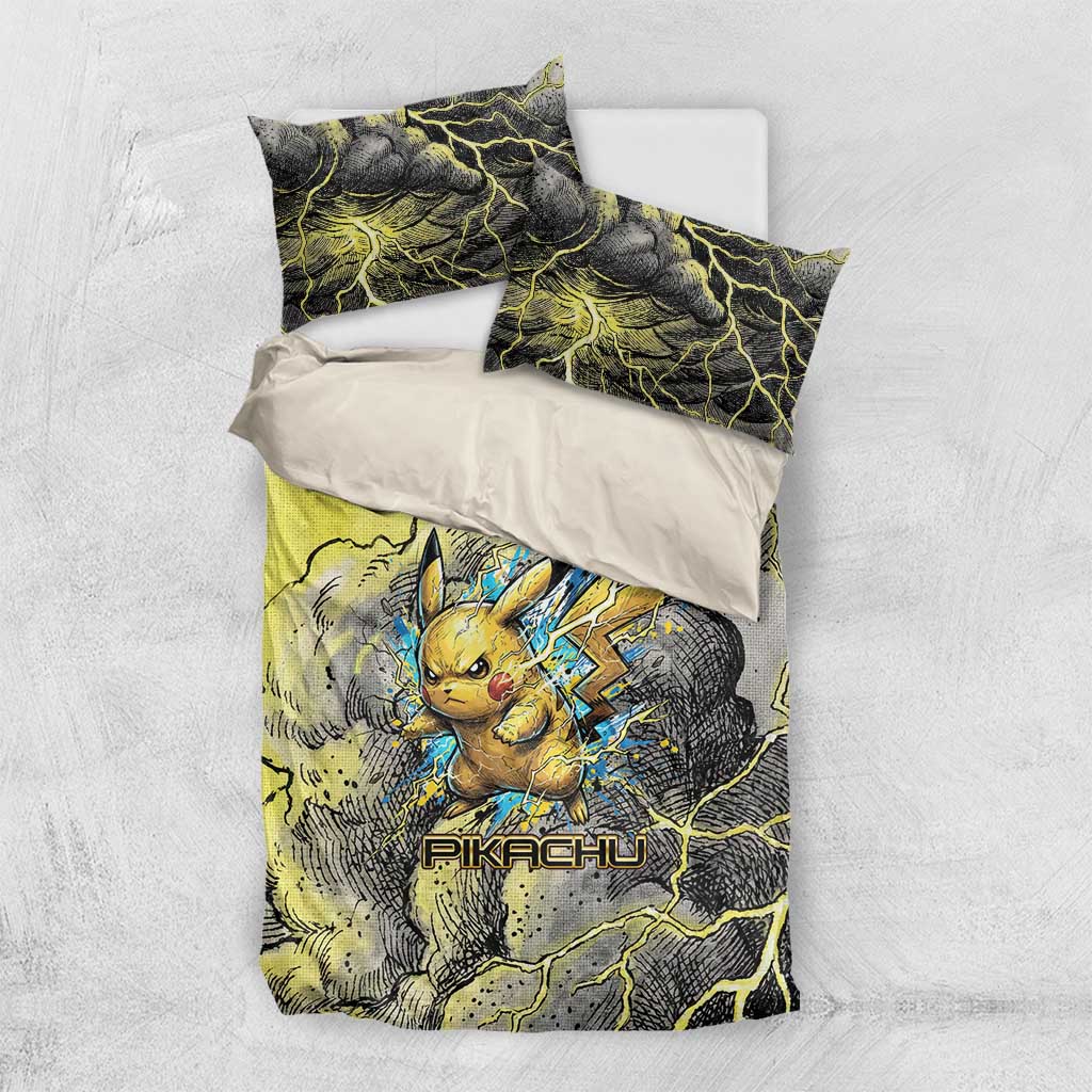 Pikachu Stormbreaker Edition Bedding Set Pikachu Amid Thunder Clouds