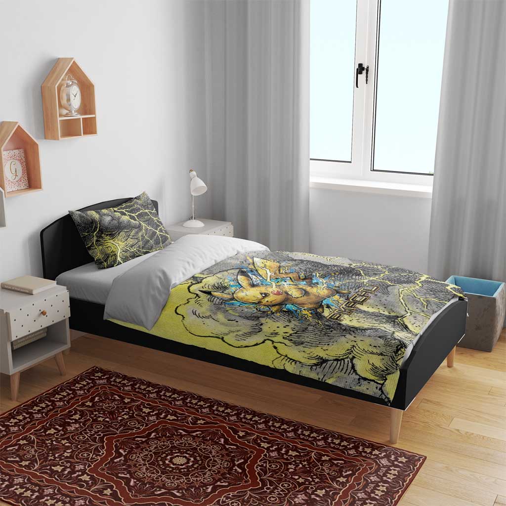 Pikachu Stormbreaker Edition Bedding Set Pikachu Amid Thunder Clouds