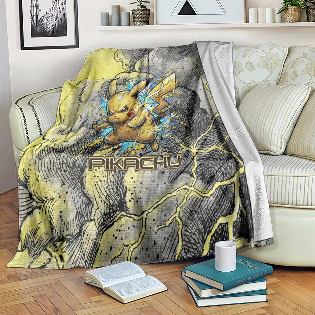 Pikachu Stormbreaker Edition Blanket Pikachu Amid Thunder Clouds