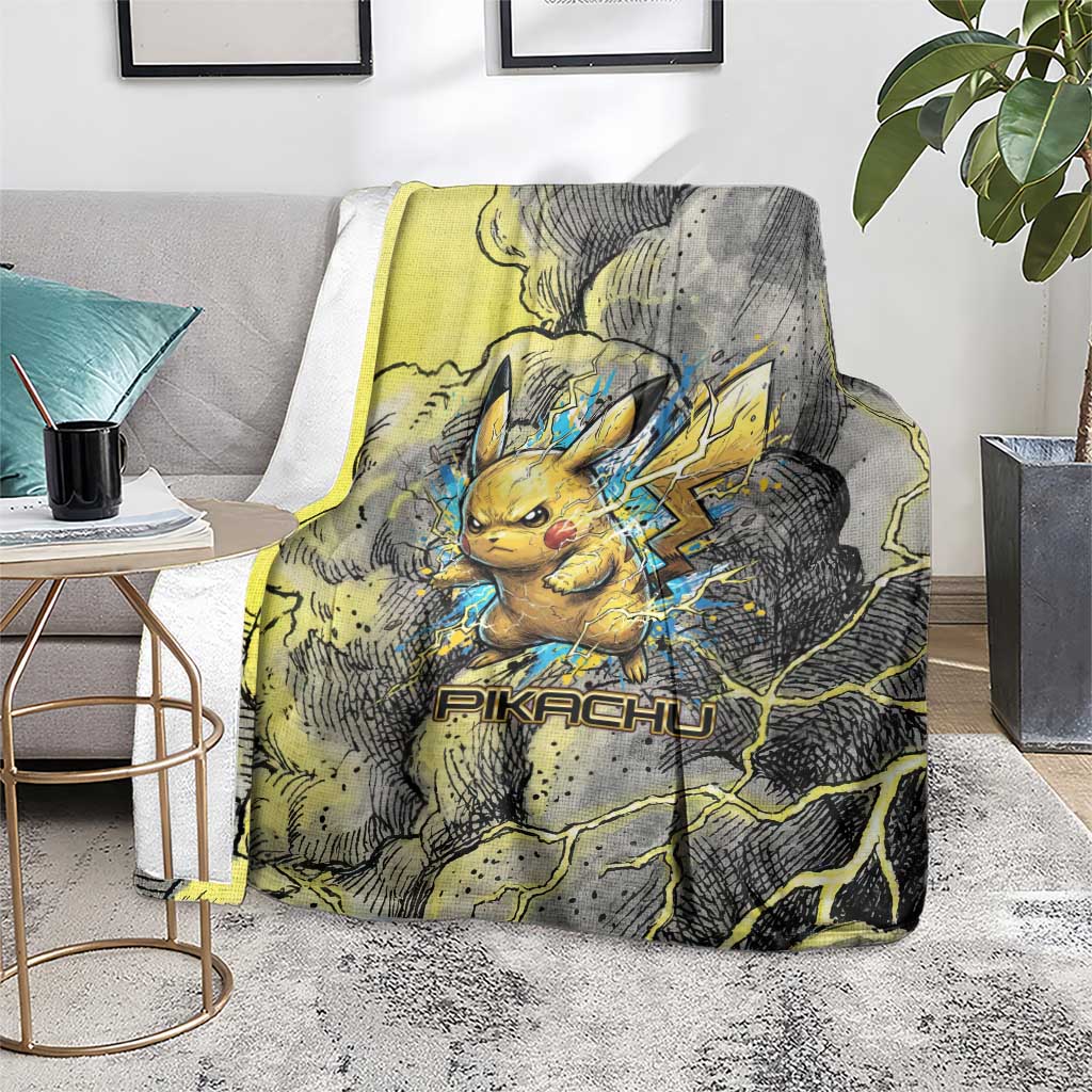 Pikachu Stormbreaker Edition Blanket Pikachu Amid Thunder Clouds