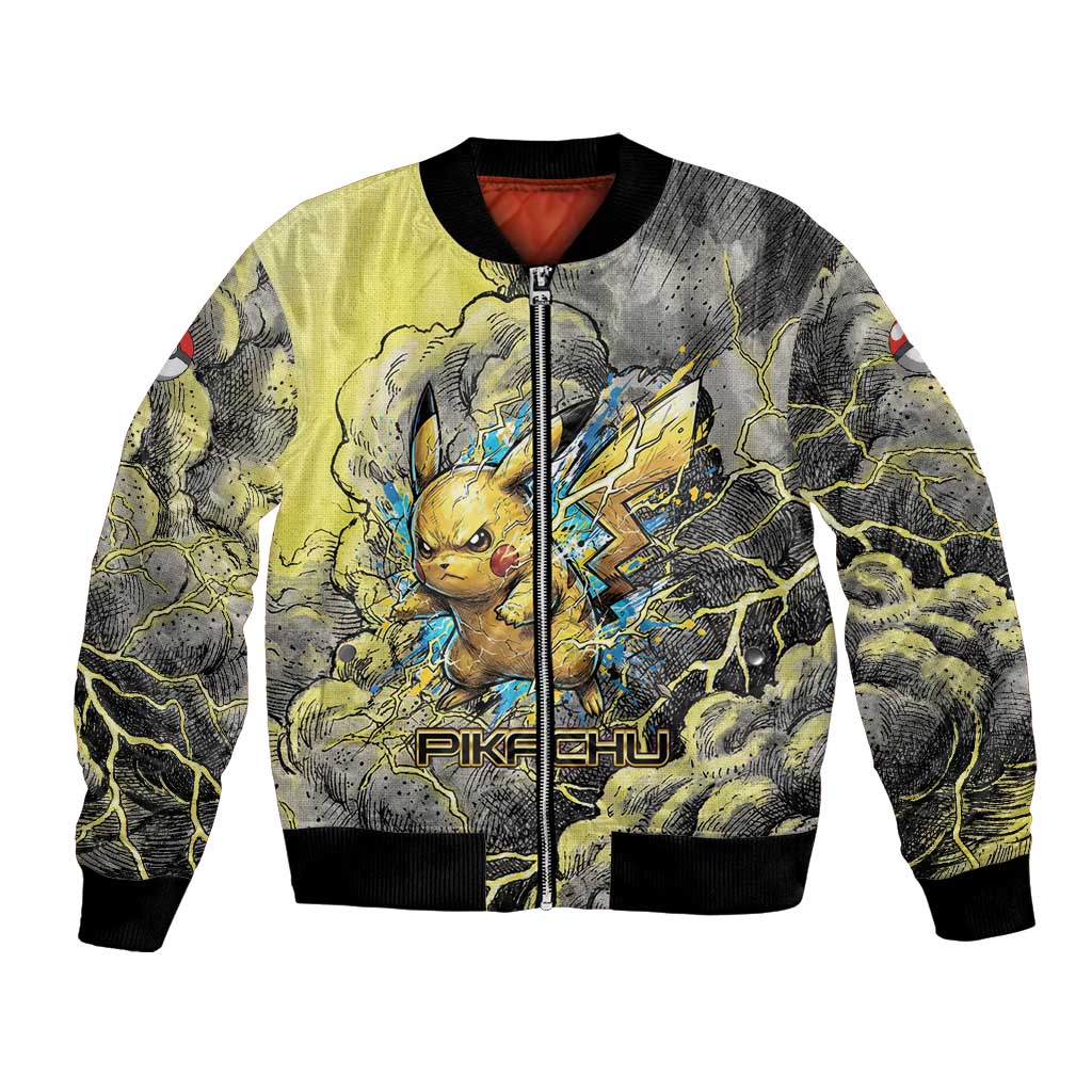 Pikachu Stormbreaker Edition Bomber Jacket Pikachu Amid Thunder Clouds