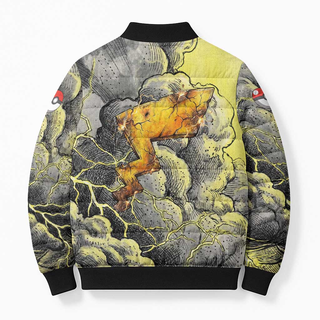 Pikachu Stormbreaker Edition Bomber Puffer Jacket Pikachu Amid Thunder Clouds