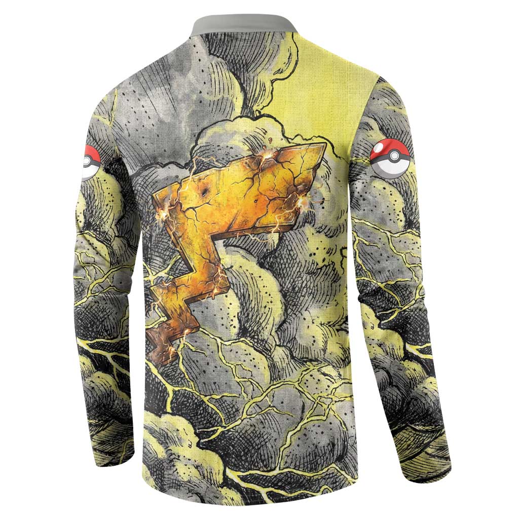 Pikachu Stormbreaker Edition Button Sweatshirt Pikachu Amid Thunder Clouds