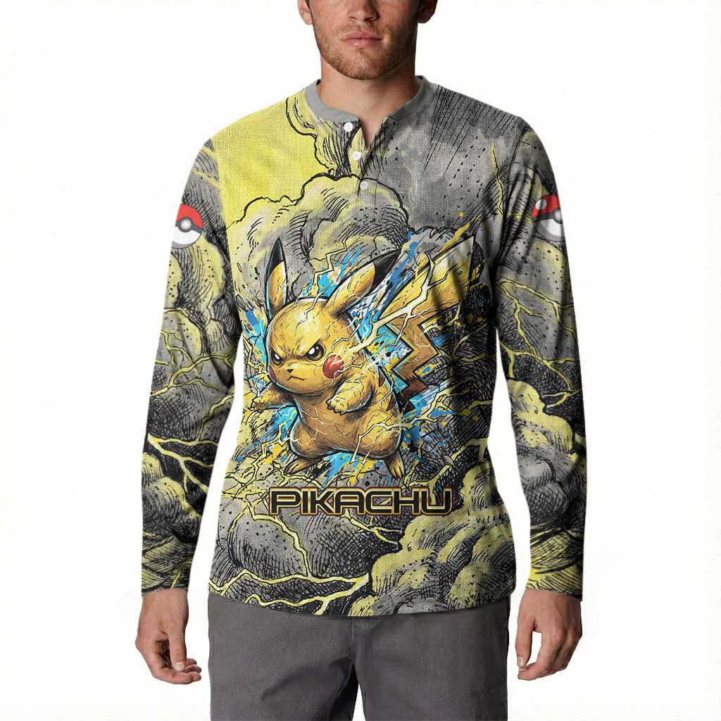 Pikachu Stormbreaker Edition Button Sweatshirt Pikachu Amid Thunder Clouds