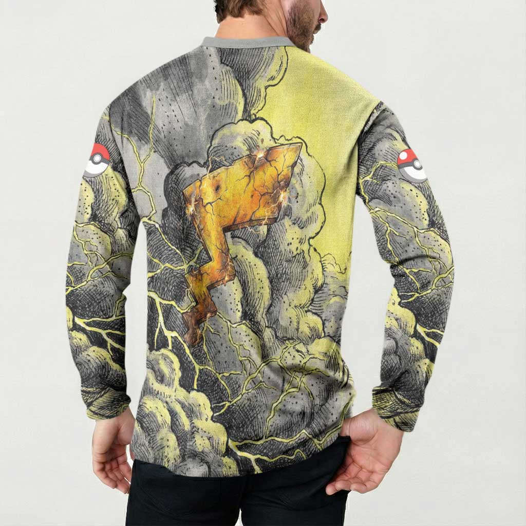 Pikachu Stormbreaker Edition Button Sweatshirt Pikachu Amid Thunder Clouds