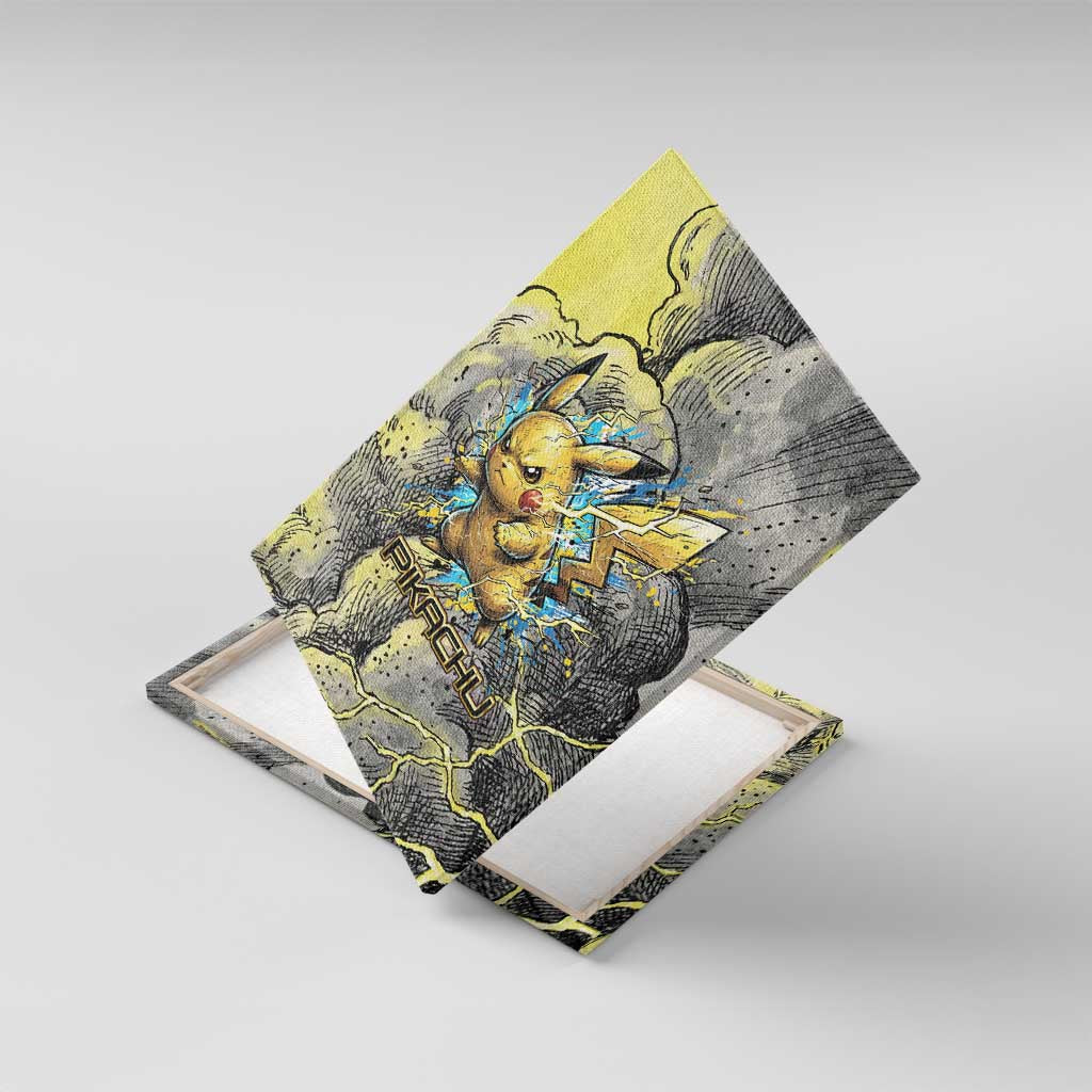 Pikachu Stormbreaker Edition Canvas Wall Art Pikachu Amid Thunder Clouds