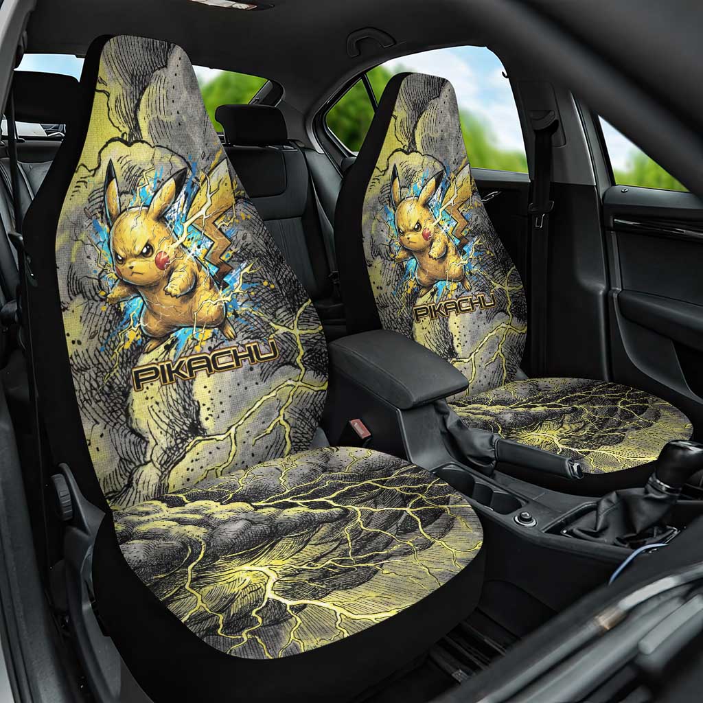 Pikachu Stormbreaker Edition Car Seat Cover Pikachu Amid Thunder Clouds