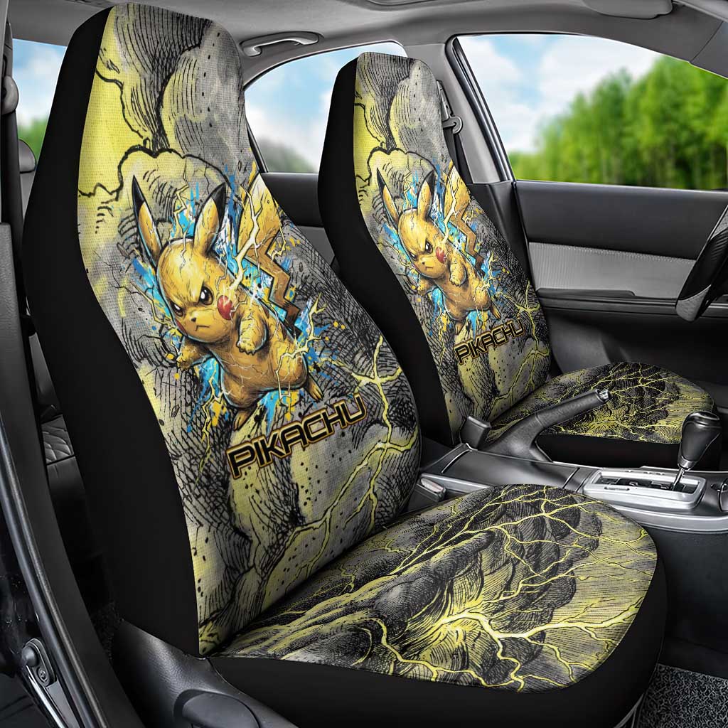 Pikachu Stormbreaker Edition Car Seat Cover Pikachu Amid Thunder Clouds