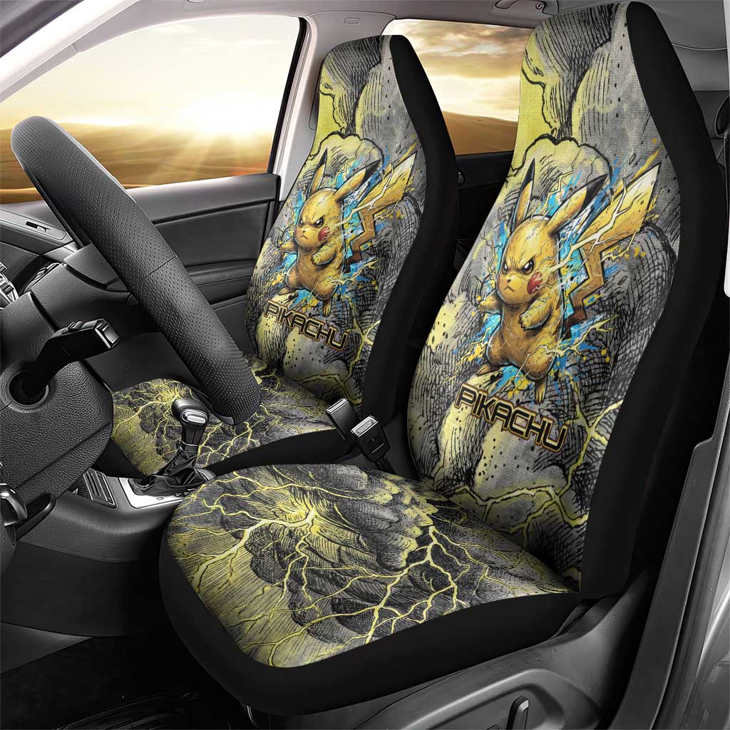 Pikachu Stormbreaker Edition Car Seat Cover Pikachu Amid Thunder Clouds