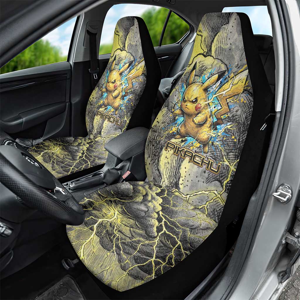 Pikachu Stormbreaker Edition Car Seat Cover Pikachu Amid Thunder Clouds
