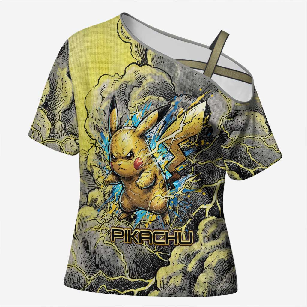 Pikachu Stormbreaker Edition Cross Shoulder Shirt Pikachu Amid Thunder Clouds