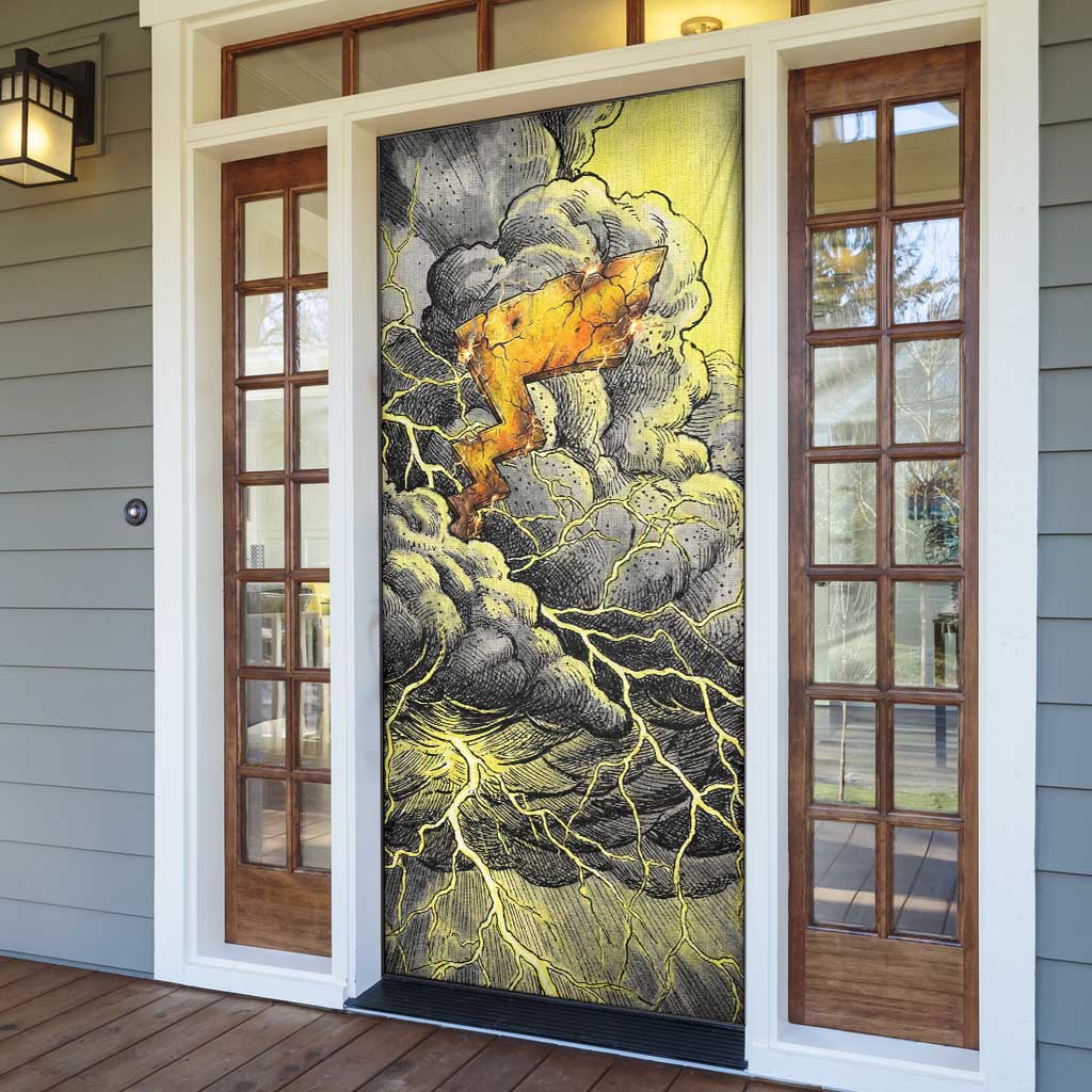 Pikachu Stormbreaker Edition Door Cover Pikachu Amid Thunder Clouds