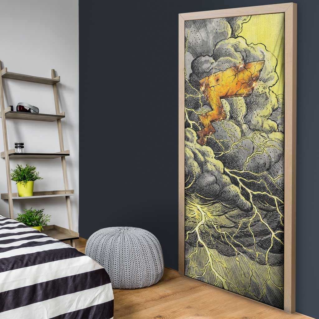 Pikachu Stormbreaker Edition Door Cover Pikachu Amid Thunder Clouds
