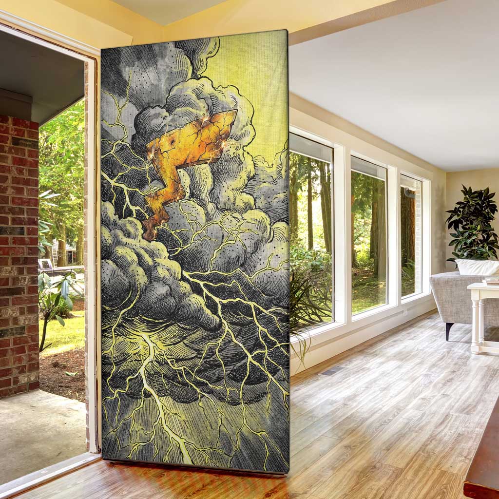 Pikachu Stormbreaker Edition Door Cover Pikachu Amid Thunder Clouds