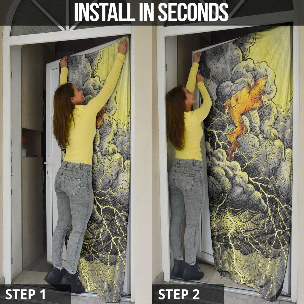 Pikachu Stormbreaker Edition Door Cover Pikachu Amid Thunder Clouds