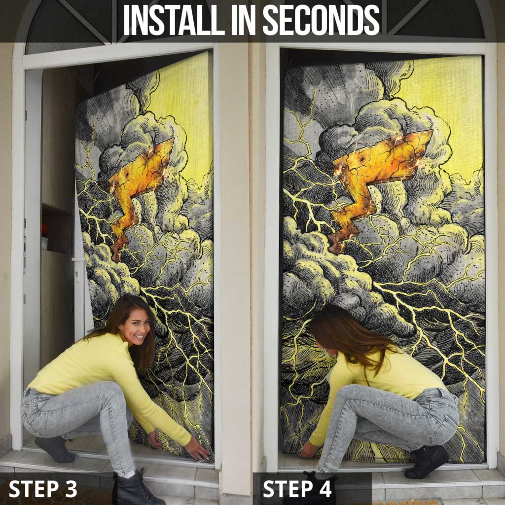 Pikachu Stormbreaker Edition Door Cover Pikachu Amid Thunder Clouds