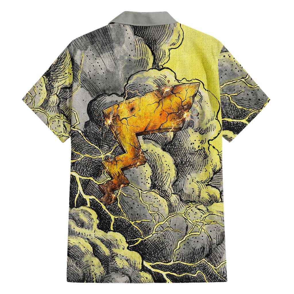 Pikachu Stormbreaker Edition Family Matching Off Shoulder Maxi Dress and Hawaiian Shirt Pikachu Amid Thunder Clouds