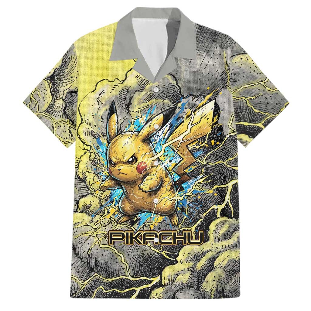 Pikachu Stormbreaker Edition Family Matching Summer Maxi Dress and Hawaiian Shirt Pikachu Amid Thunder Clouds