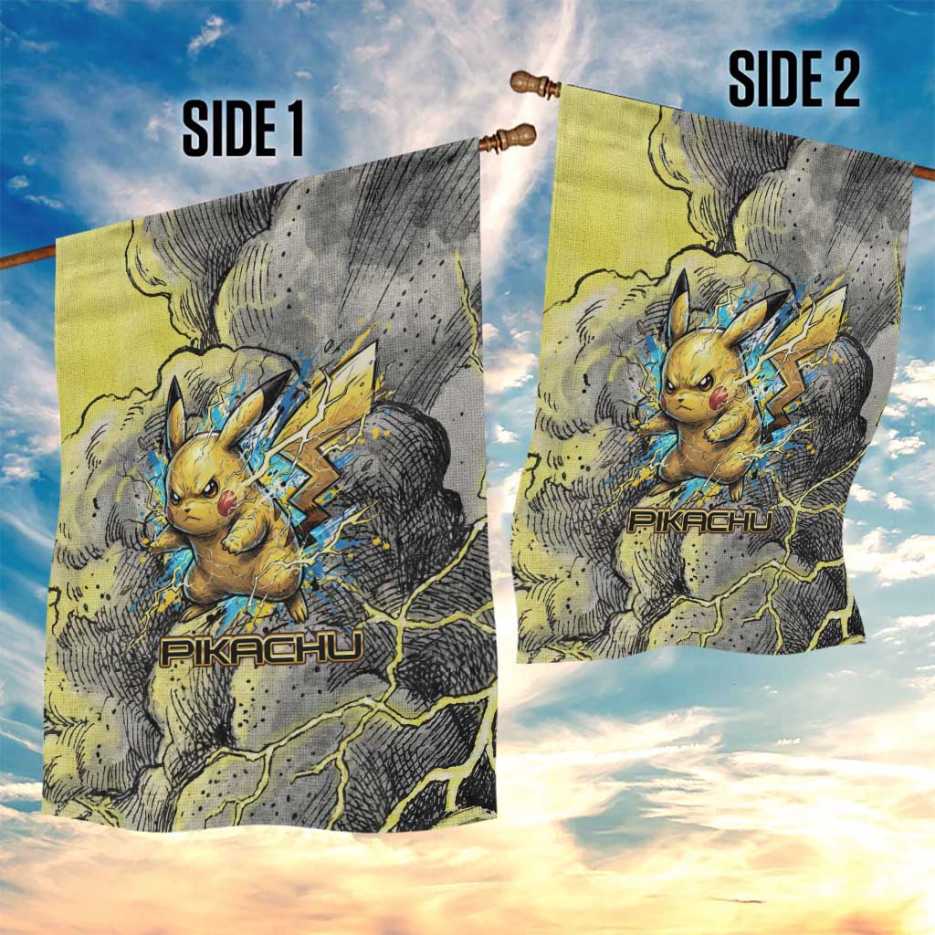 Pikachu Stormbreaker Edition Garden Flag Pikachu Amid Thunder Clouds