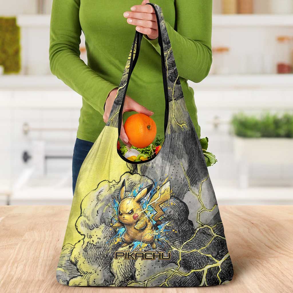 Pikachu Stormbreaker Edition Grocery Bag Pikachu Amid Thunder Clouds