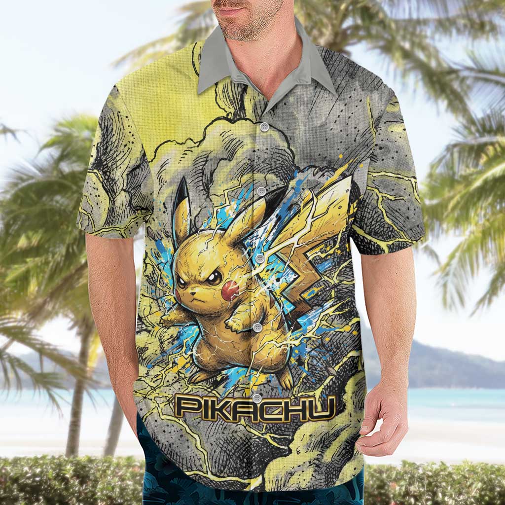 Pikachu Stormbreaker Edition Hawaiian Shirt Pikachu Amid Thunder Clouds