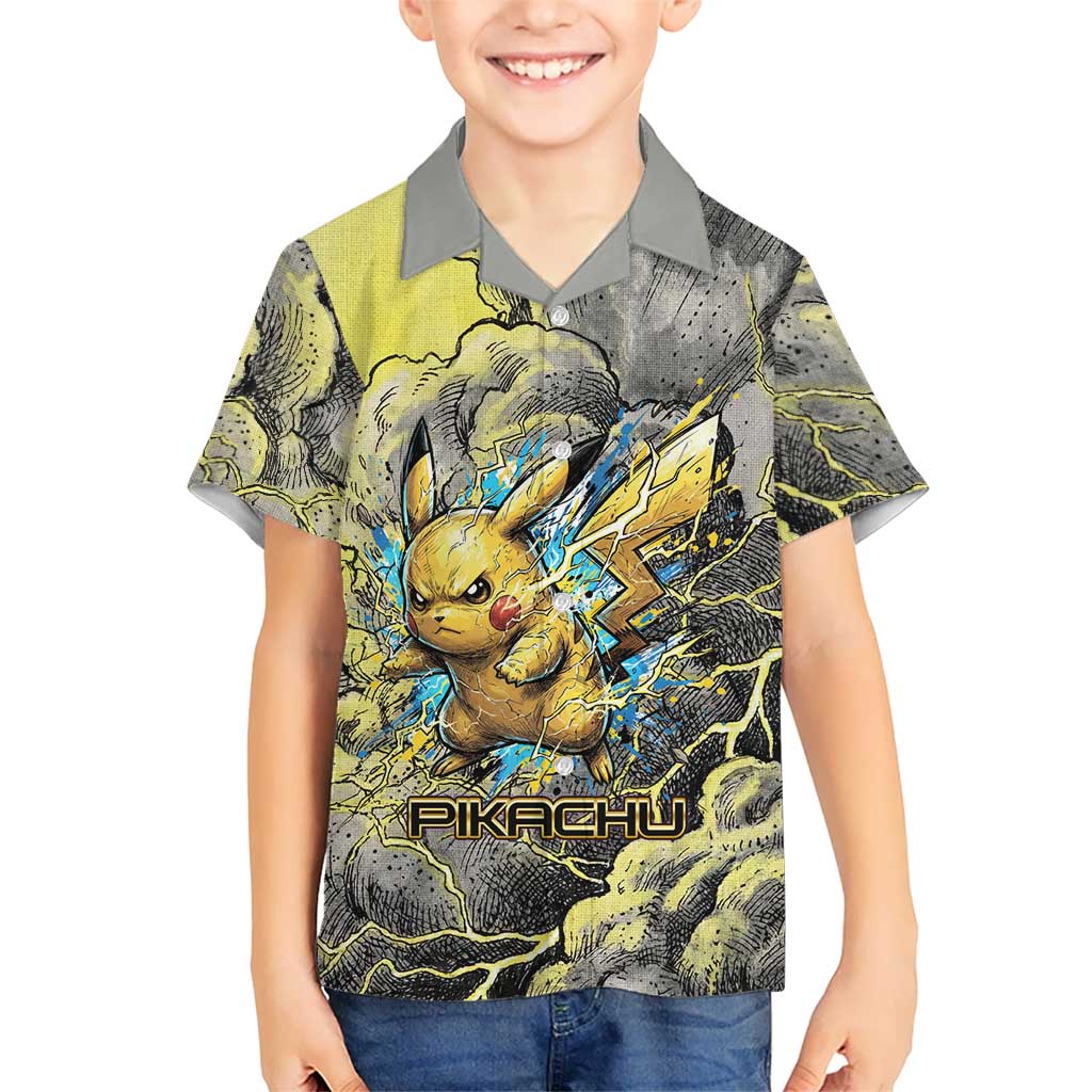 Pikachu Stormbreaker Edition Hawaiian Shirt Pikachu Amid Thunder Clouds