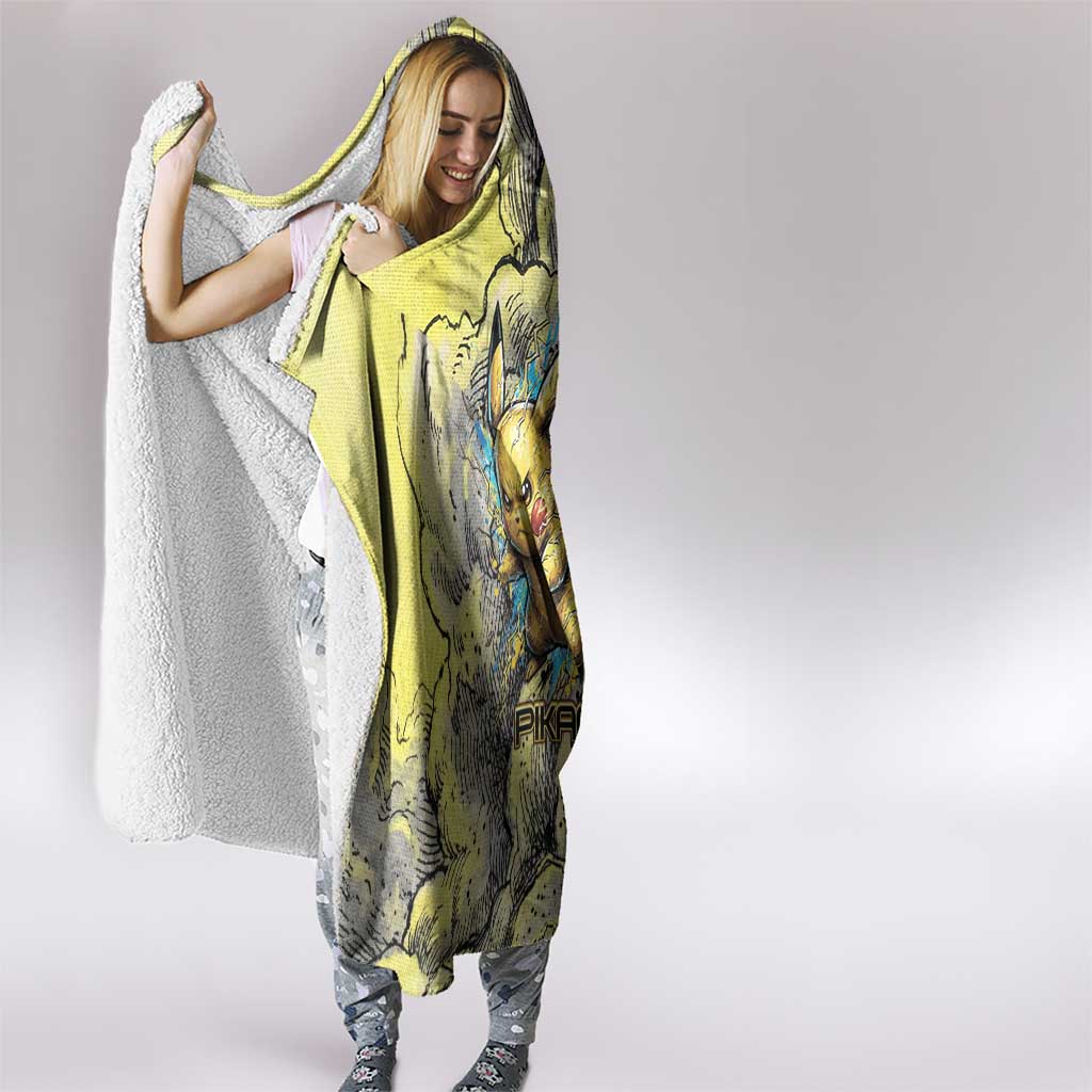 Pikachu Stormbreaker Edition Hooded Blanket Pikachu Amid Thunder Clouds