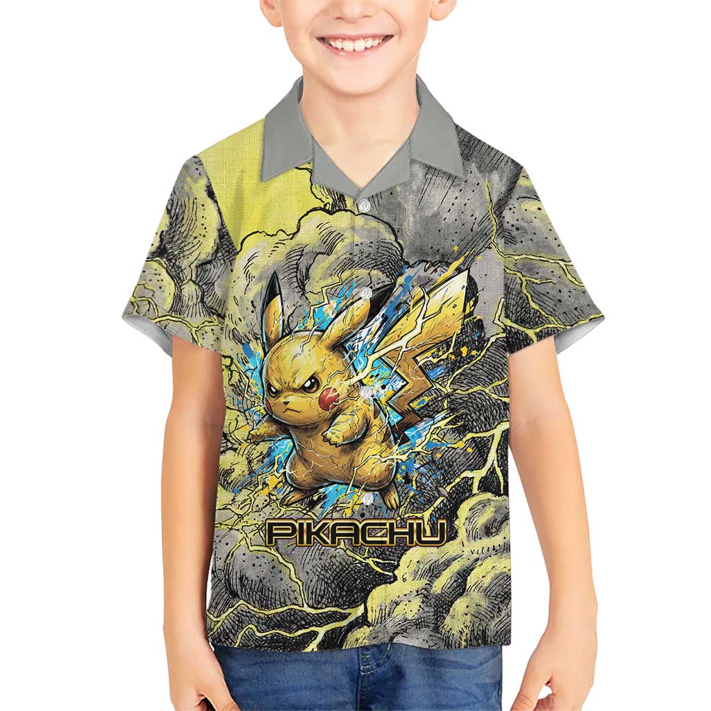 Pikachu Stormbreaker Edition Kid Hawaiian Shirt Pikachu Amid Thunder Clouds