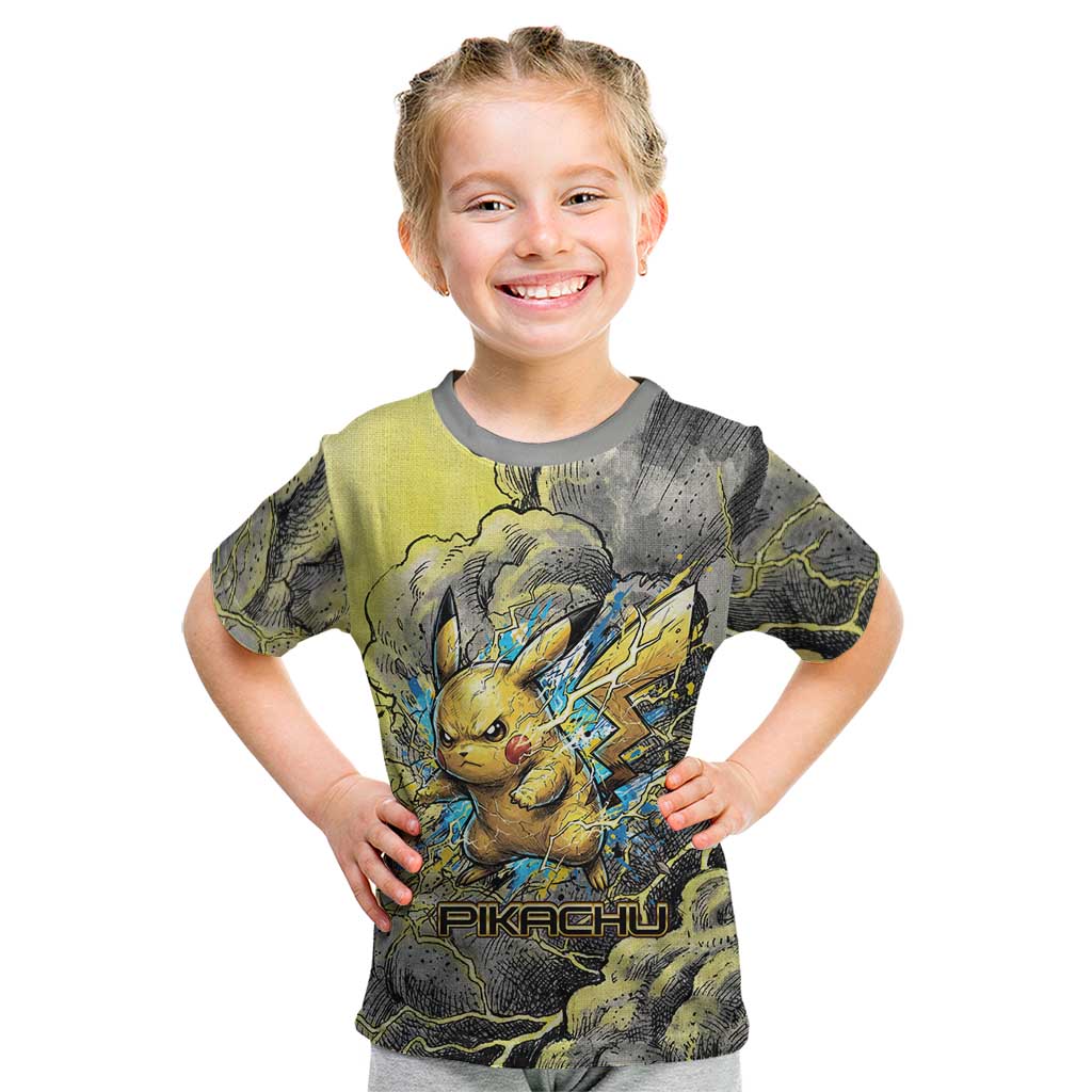 Pikachu Stormbreaker Edition Kid T Shirt Pikachu Amid Thunder Clouds