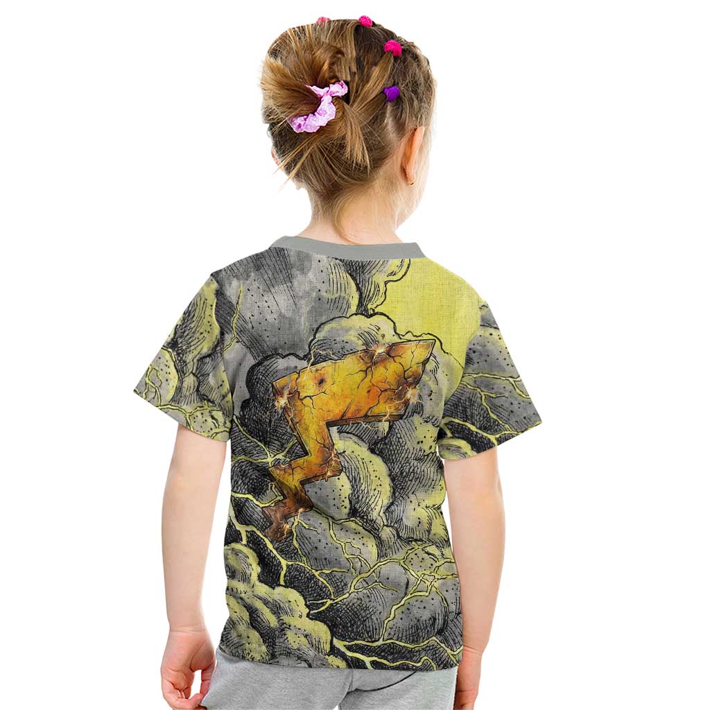 Pikachu Stormbreaker Edition Kid T Shirt Pikachu Amid Thunder Clouds