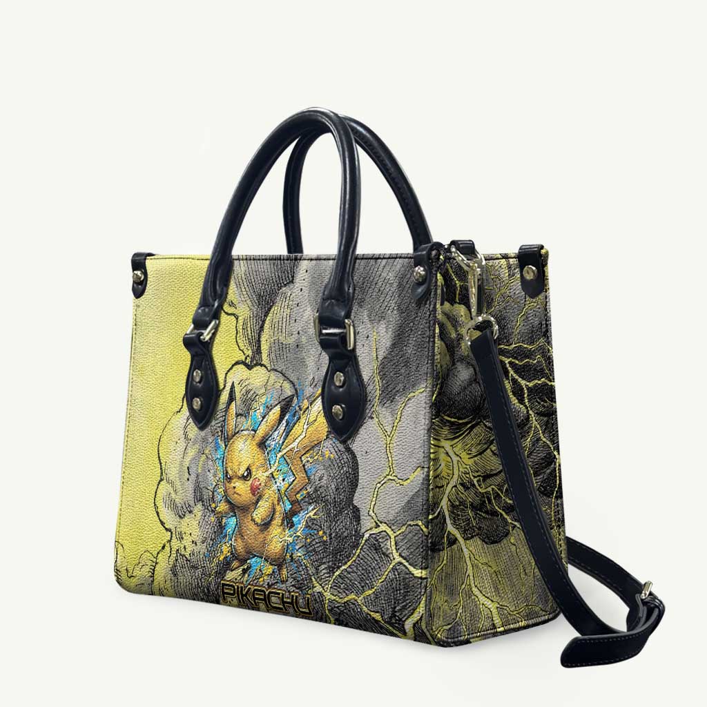 Pikachu Stormbreaker Edition Leather Bag Pikachu Amid Thunder Clouds