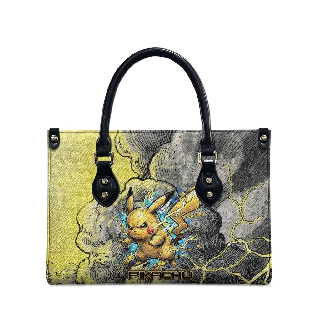 Pikachu Stormbreaker Edition Leather Bag Pikachu Amid Thunder Clouds