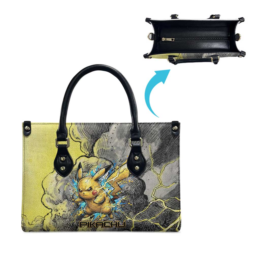 Pikachu Stormbreaker Edition Leather Bag Pikachu Amid Thunder Clouds