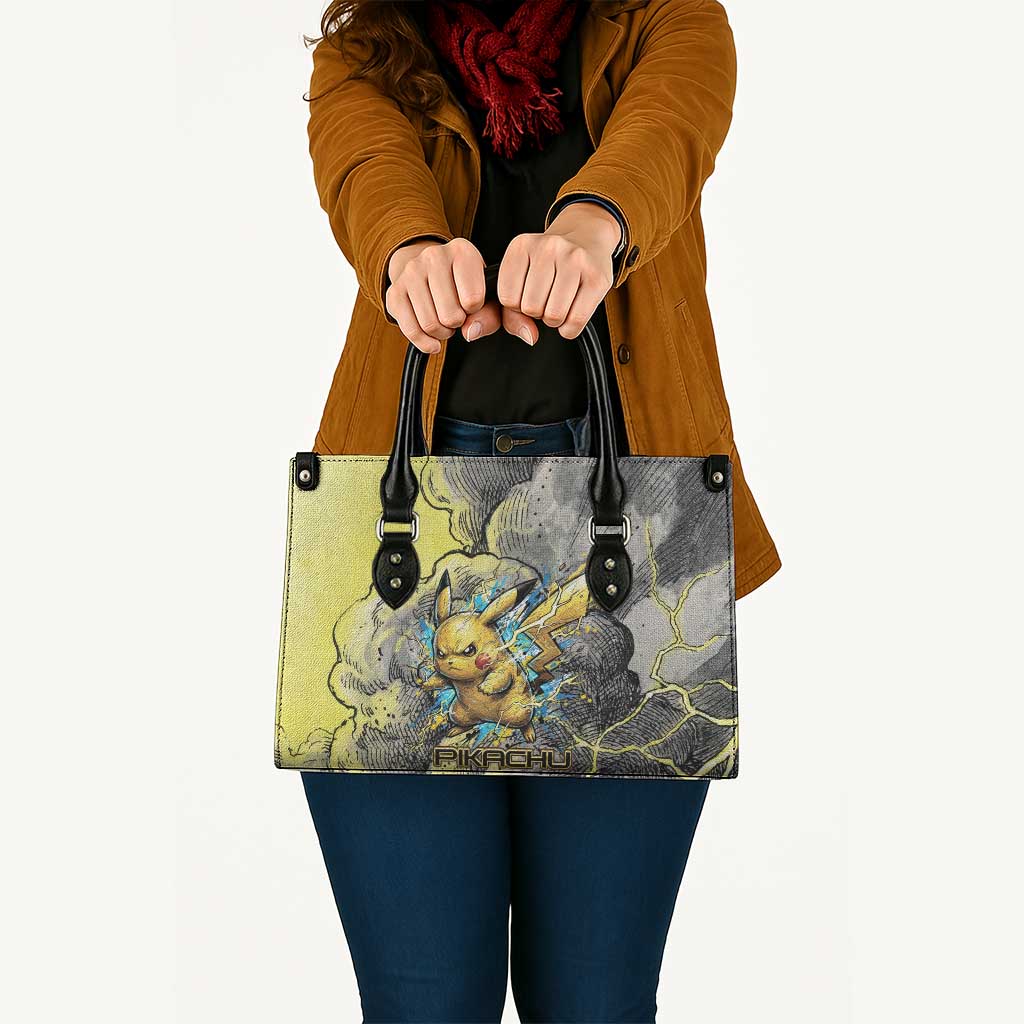 Pikachu Stormbreaker Edition Leather Bag Pikachu Amid Thunder Clouds