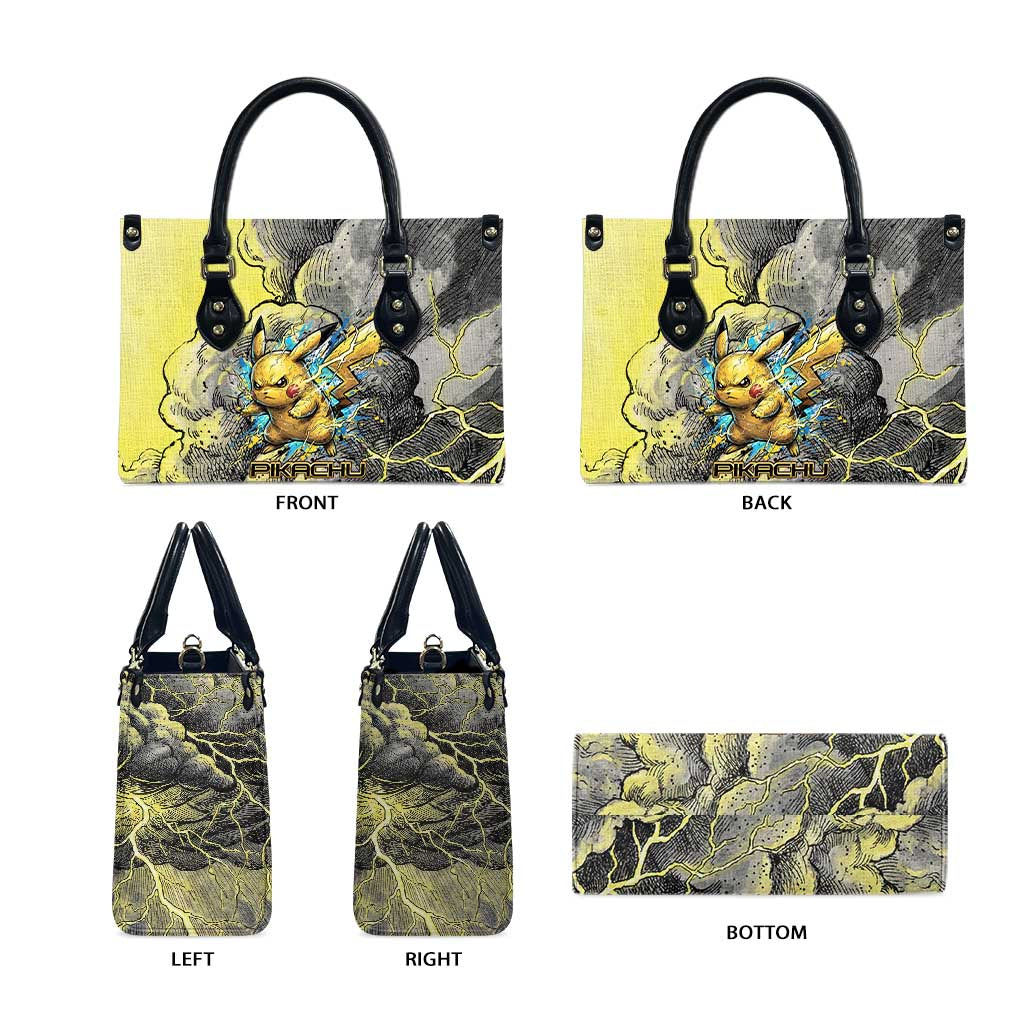 Pikachu Stormbreaker Edition Leather Bag Pikachu Amid Thunder Clouds