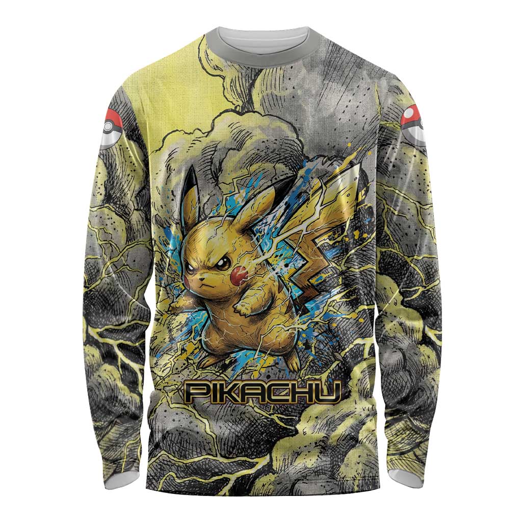 Pikachu Stormbreaker Edition Long Sleeve Shirt Pikachu Amid Thunder Clouds