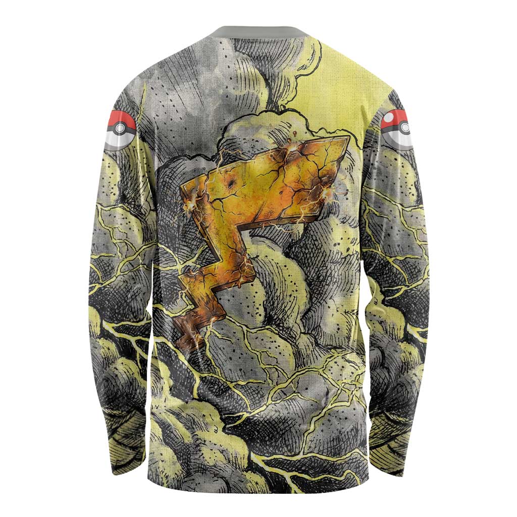 Pikachu Stormbreaker Edition Long Sleeve Shirt Pikachu Amid Thunder Clouds