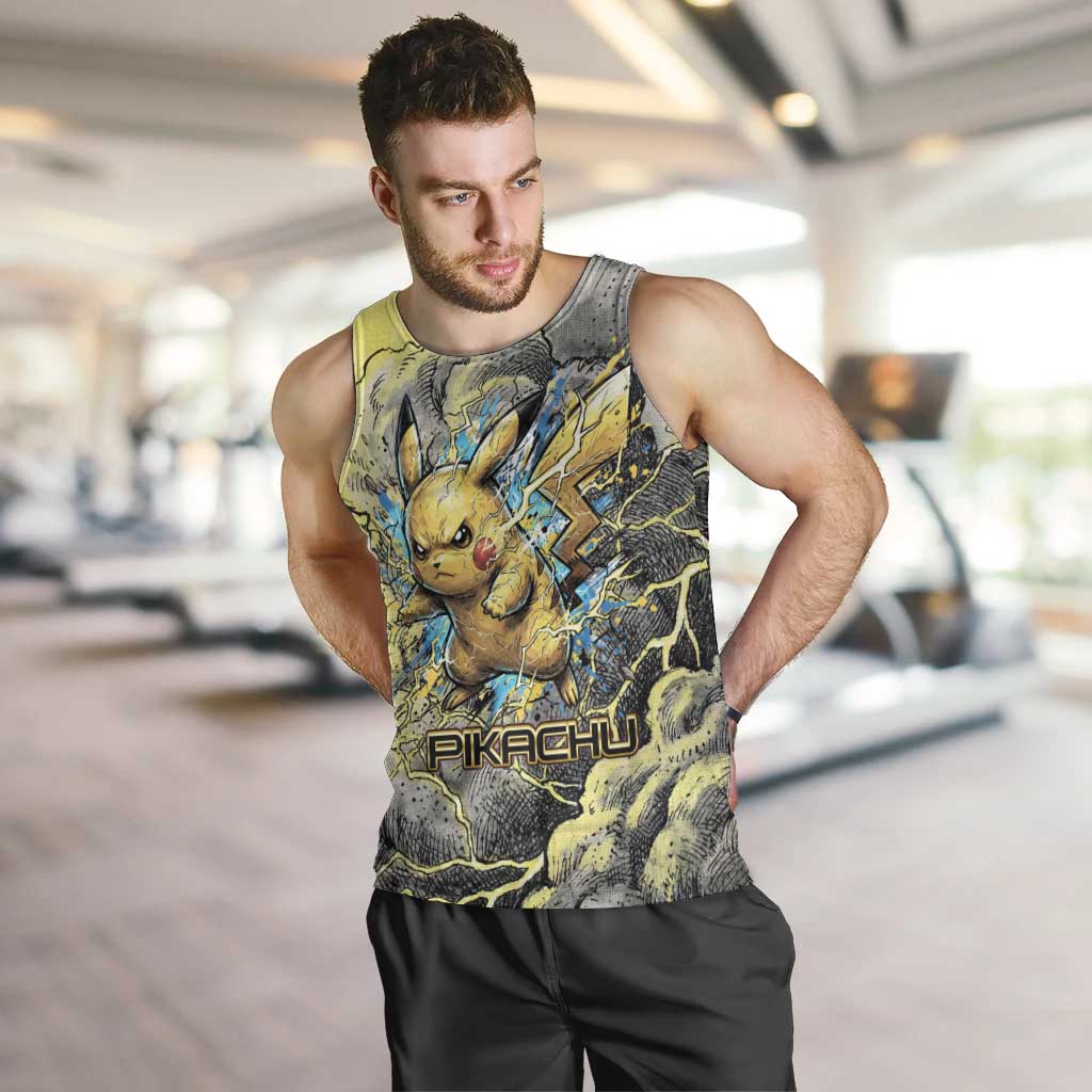 Pikachu Stormbreaker Edition Men Tank Top Pikachu Amid Thunder Clouds