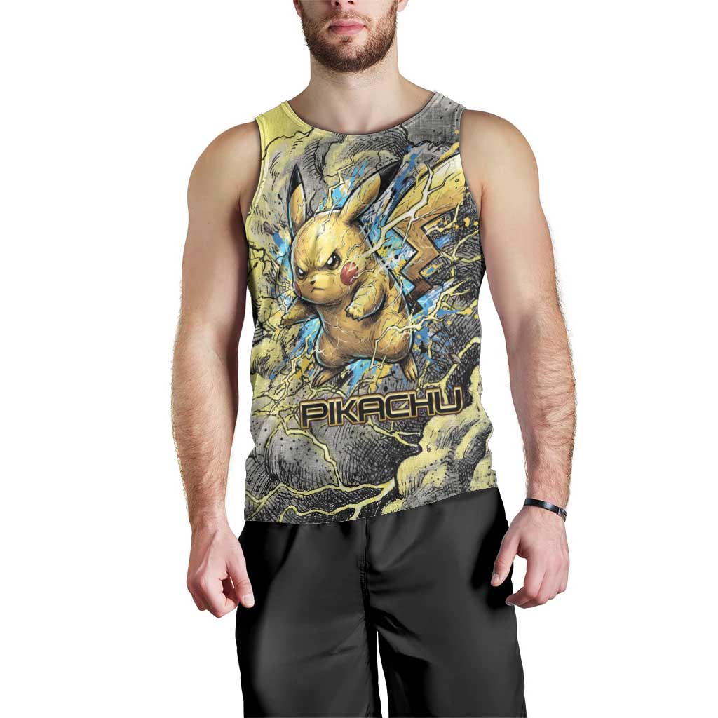Pikachu Stormbreaker Edition Men Tank Top Pikachu Amid Thunder Clouds
