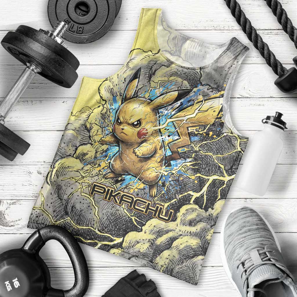 Pikachu Stormbreaker Edition Men Tank Top Pikachu Amid Thunder Clouds