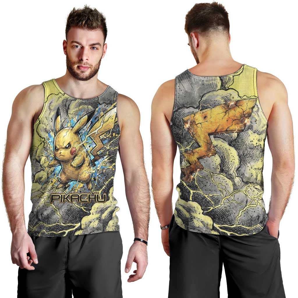 Pikachu Stormbreaker Edition Men Tank Top Pikachu Amid Thunder Clouds