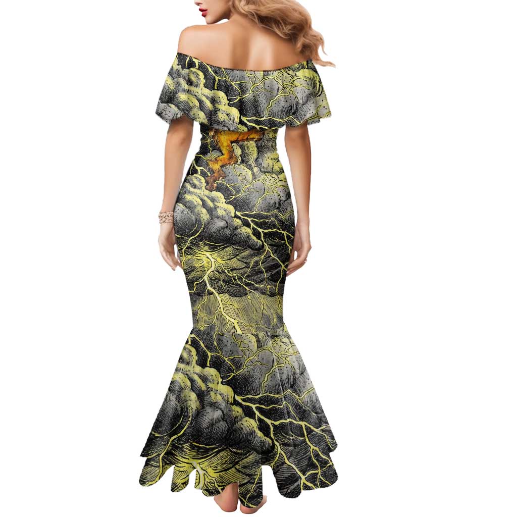 Pikachu Stormbreaker Edition Mermaid Dress Pikachu Amid Thunder Clouds