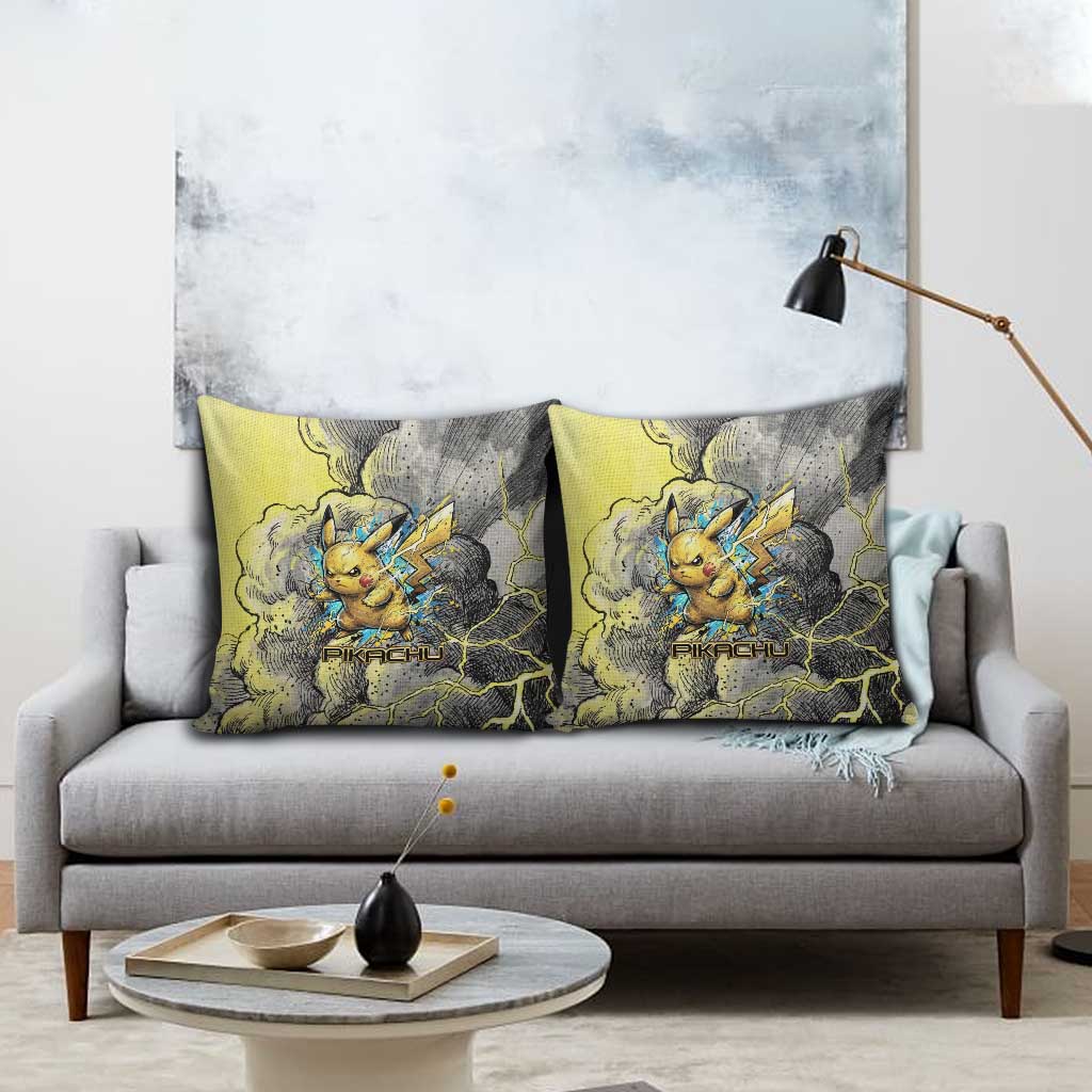 Pikachu Stormbreaker Edition Pillow Cover Pikachu Amid Thunder Clouds