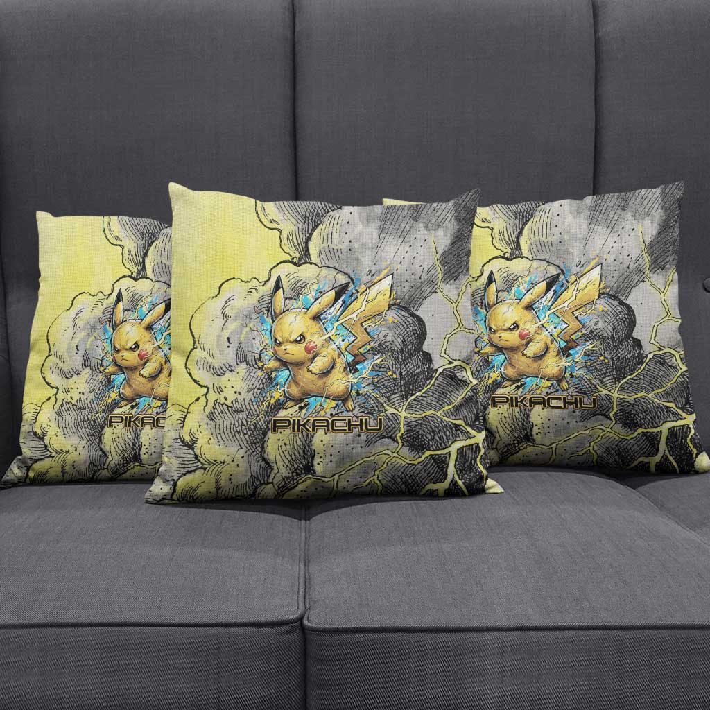 Pikachu Stormbreaker Edition Pillow Cover Pikachu Amid Thunder Clouds
