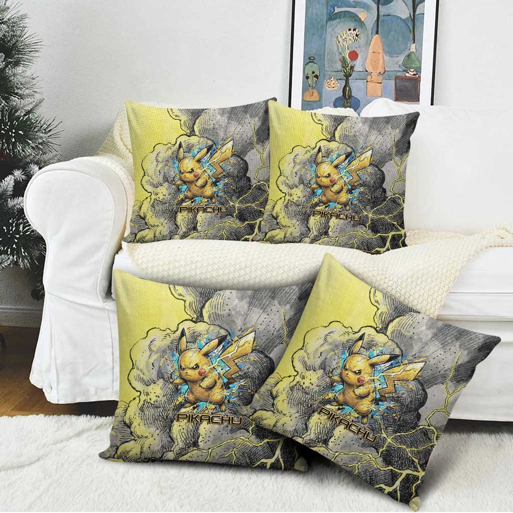 Pikachu Stormbreaker Edition Pillow Cover Pikachu Amid Thunder Clouds