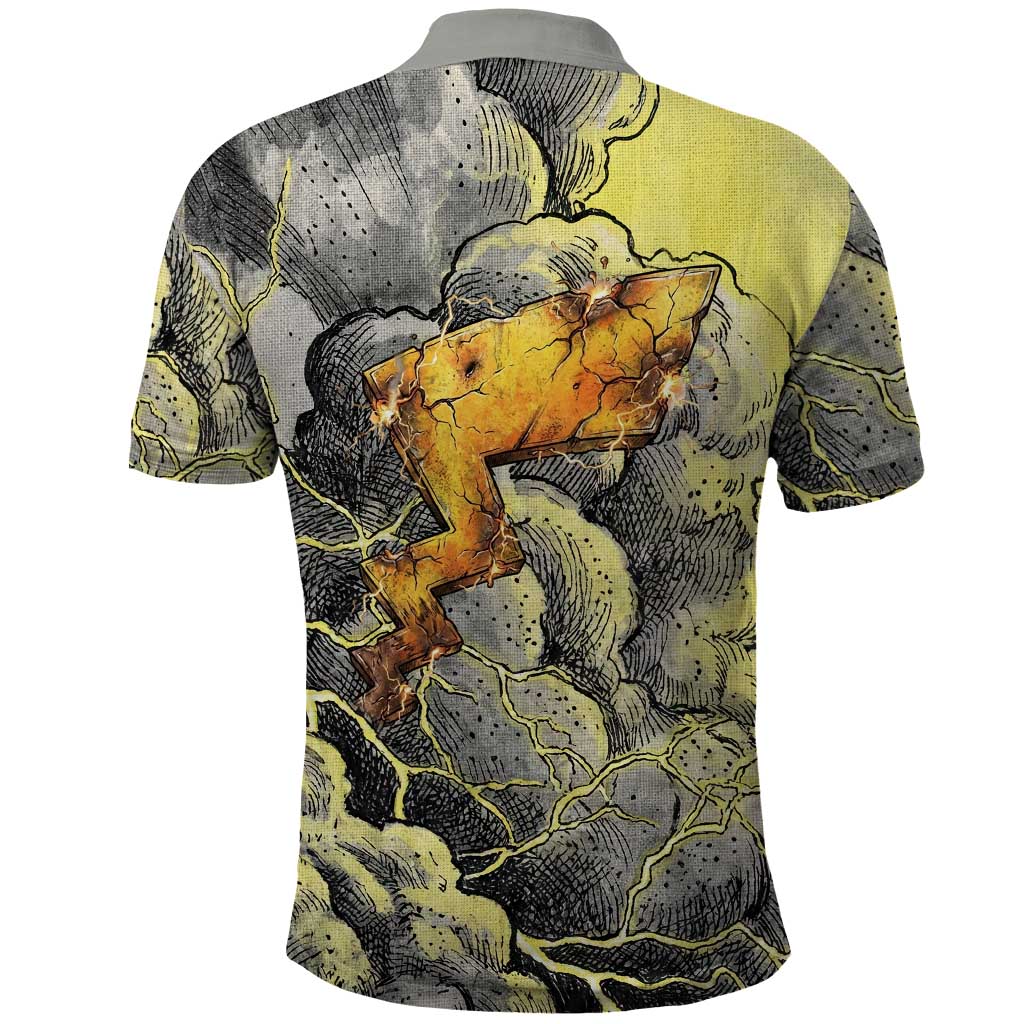 Pikachu Stormbreaker Edition Polo Shirt Pikachu Amid Thunder Clouds